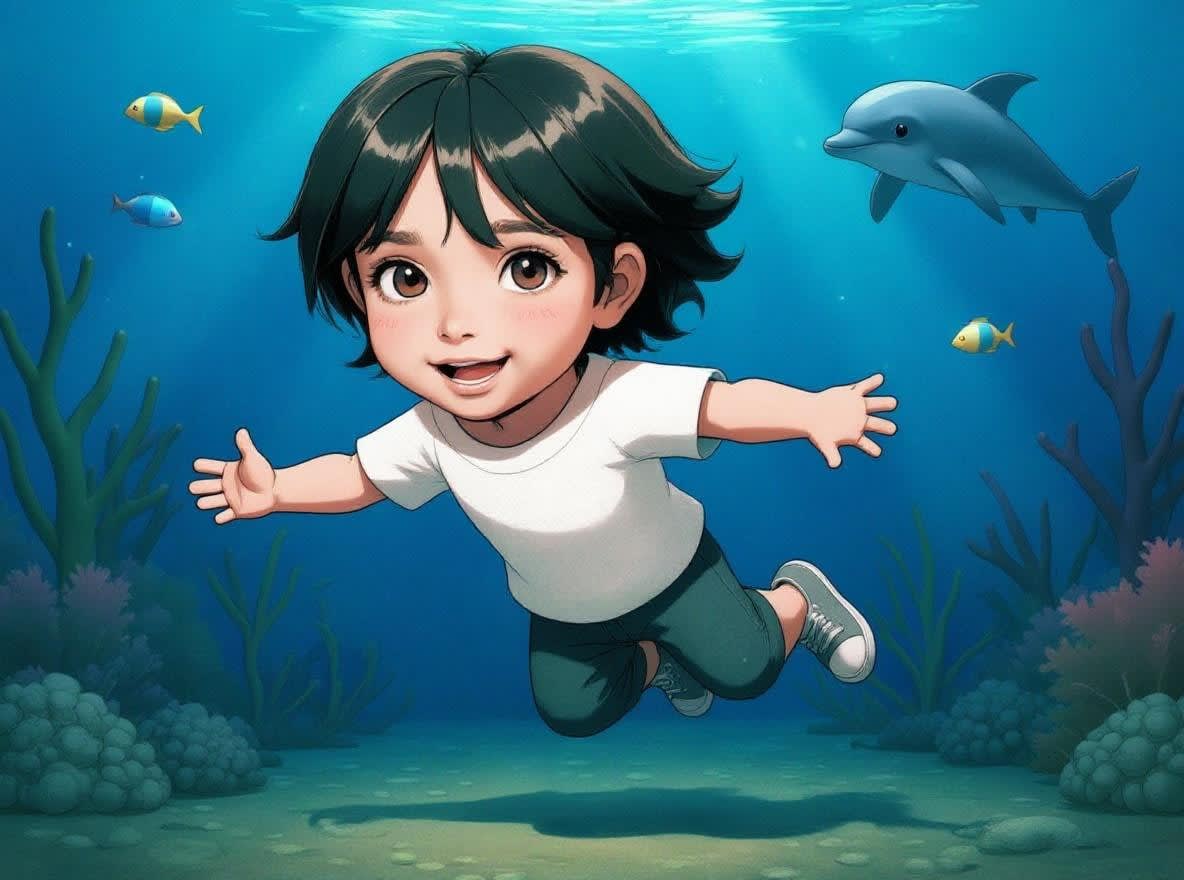 Shreya's Underwater Adventure — illustration for page 1