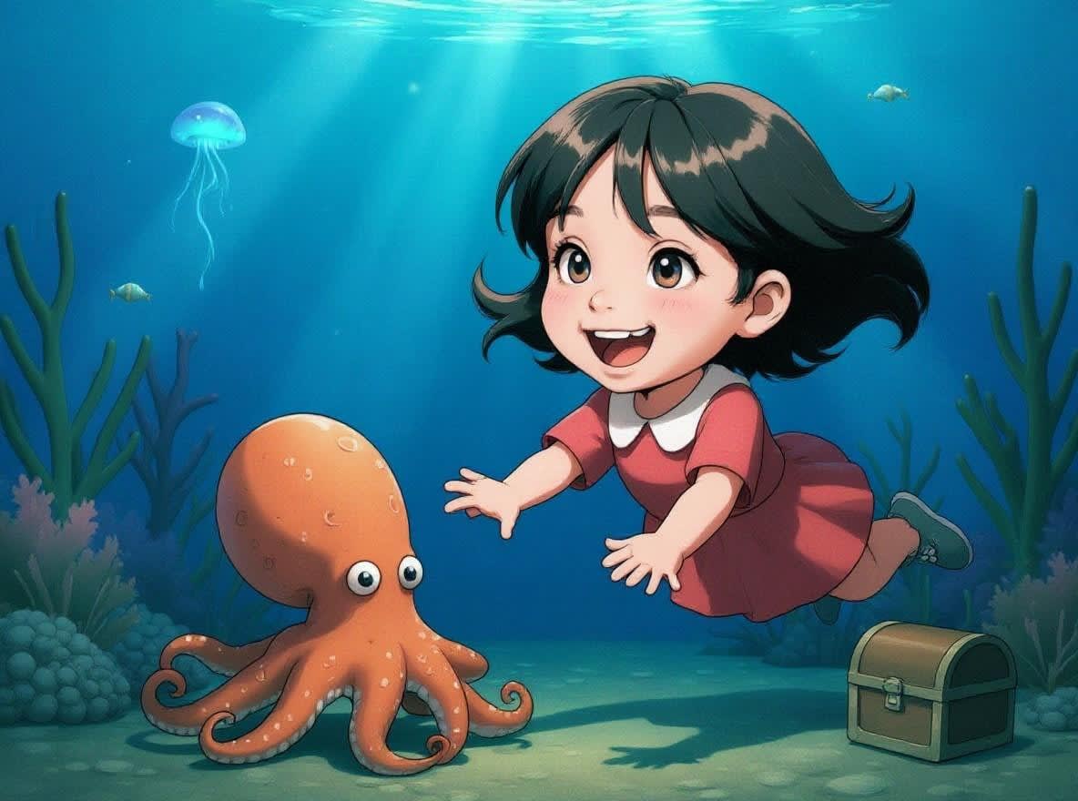 Shreya's Underwater Adventure — illustration for page 2