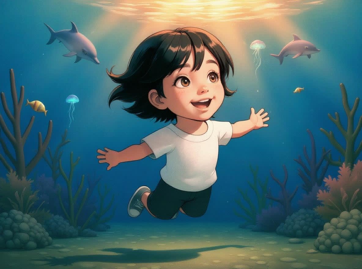 Shreya's Underwater Adventure — illustration for page 8