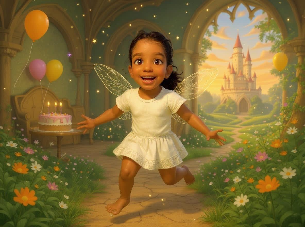 Shreya's Magical Birthday Adventure — illustration for page 1