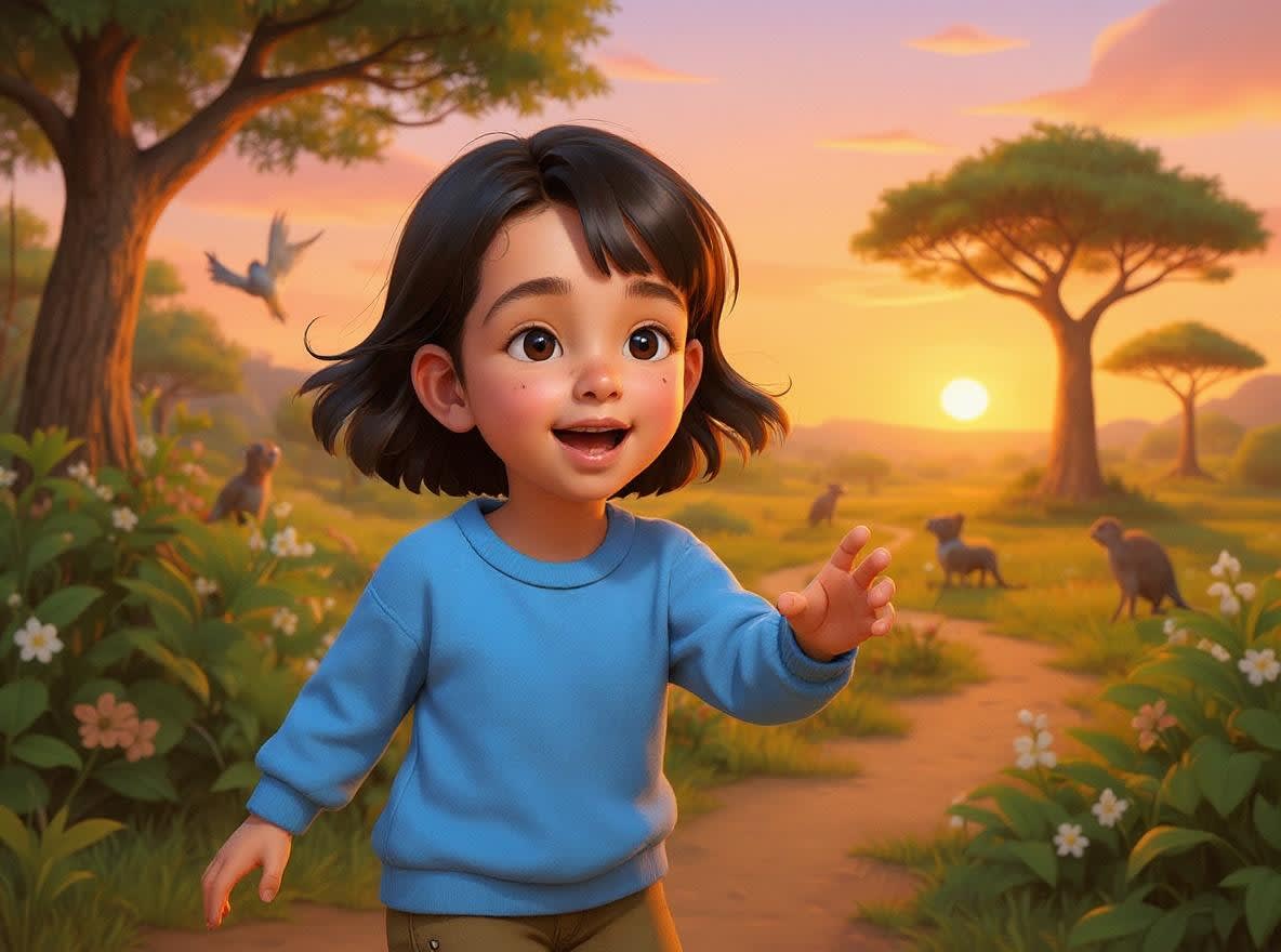 Shreya's Magical Safari Adventure — illustration for page 2