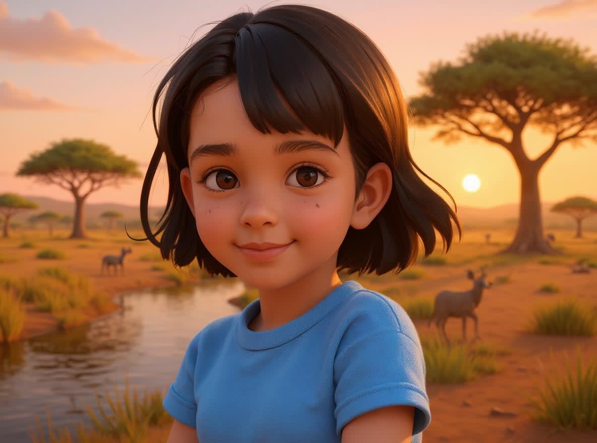Shreya's Magical Safari Adventure — illustration for page 3