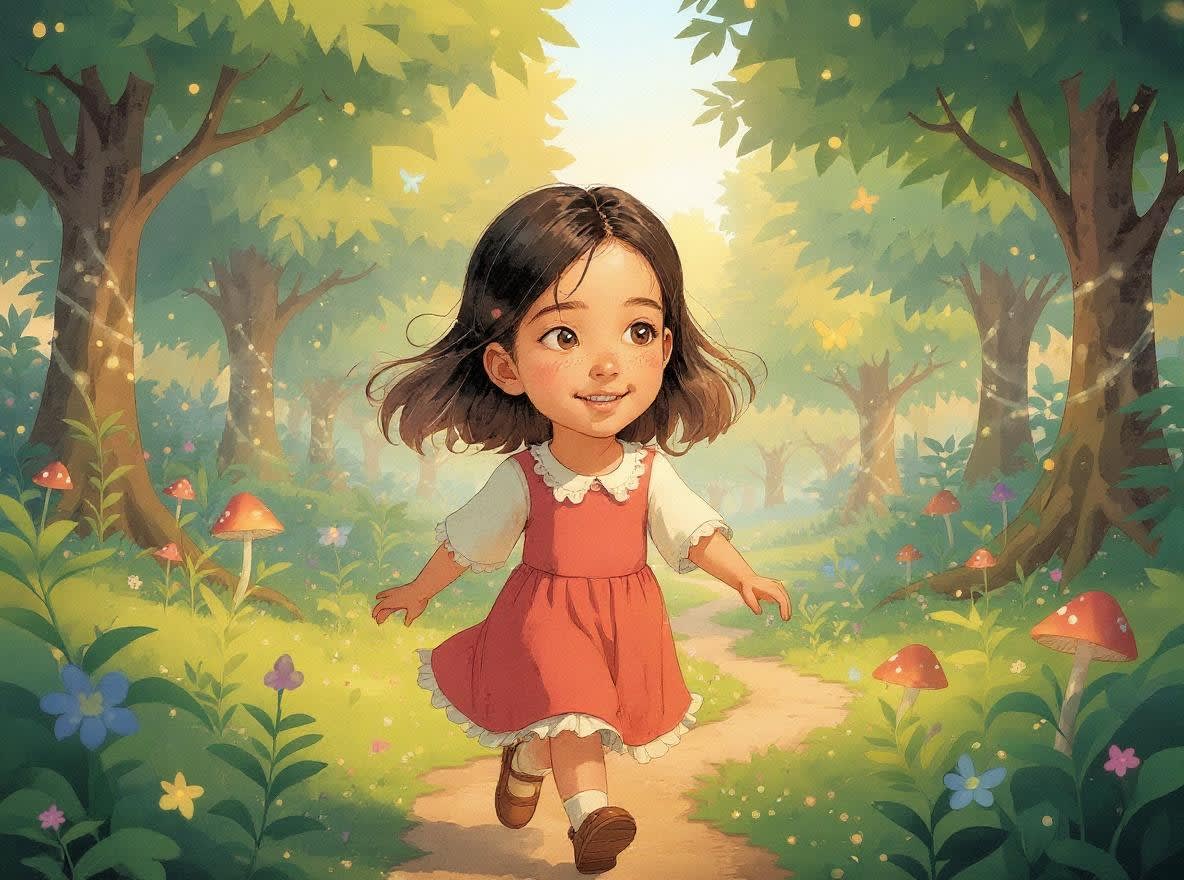 Shreya and the Magical Forest Adventure — illustration for page 1