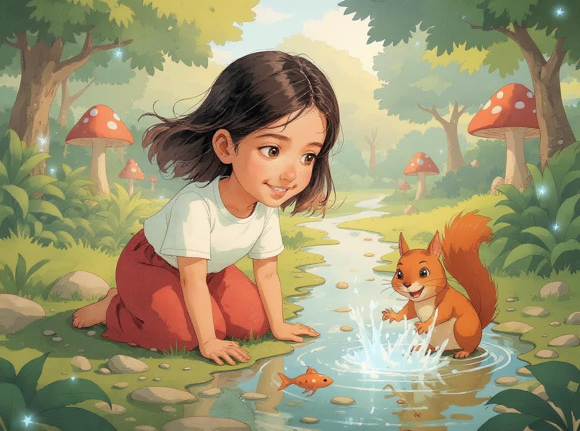 Shreya and the Magical Forest Adventure — illustration for page 2