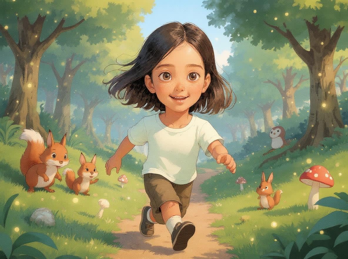 Shreya and the Magical Forest Adventure — illustration for page 3
