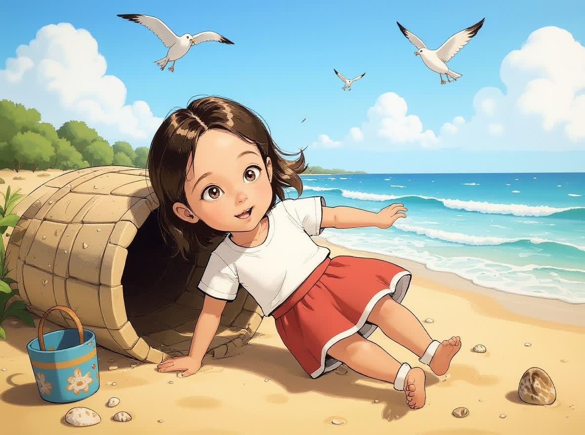 Aahana's Magical Beach Adventure — illustration for page 2