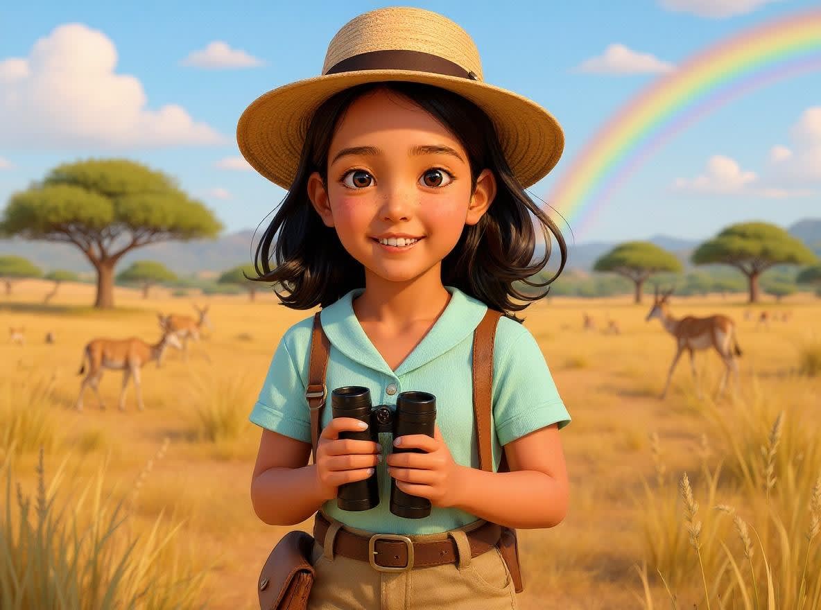 Shreya's Amazing Animal Safari — illustration for page 1