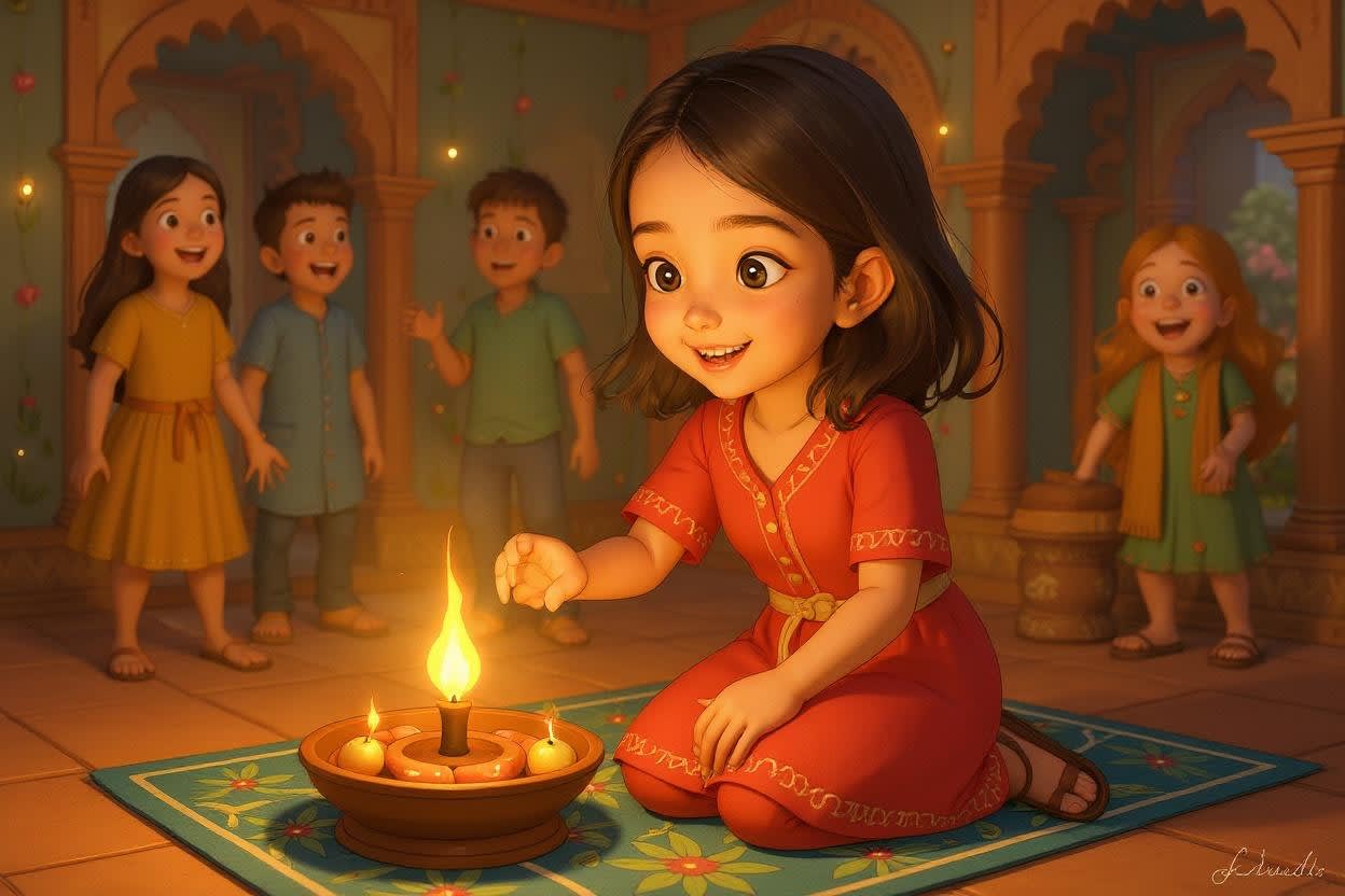Shreya's Diwali Adventure — illustration for page 2
