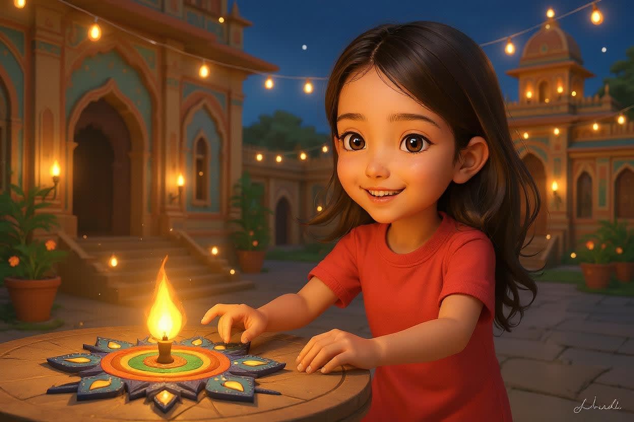 Shreya's Diwali Adventure — illustration for page 9
