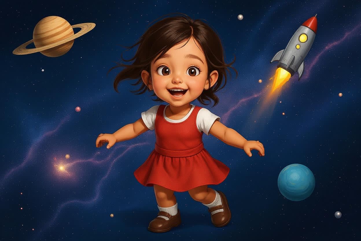 Aahana's Stellar Adventure — illustration for page 1