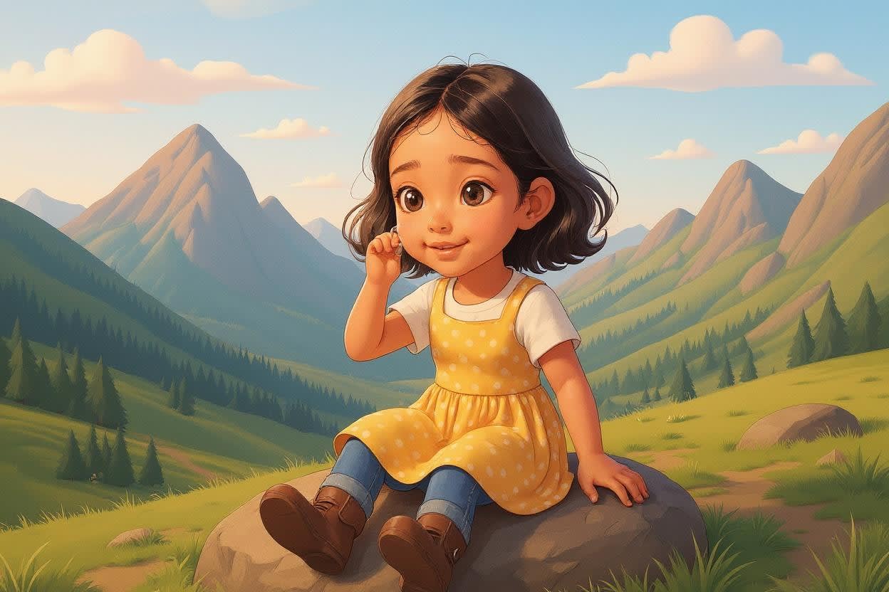 Shreya's Mountain Adventure — illustration for page 7