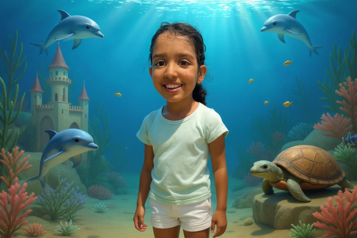 Shreya's Underwater Adventure — illustration for page 2