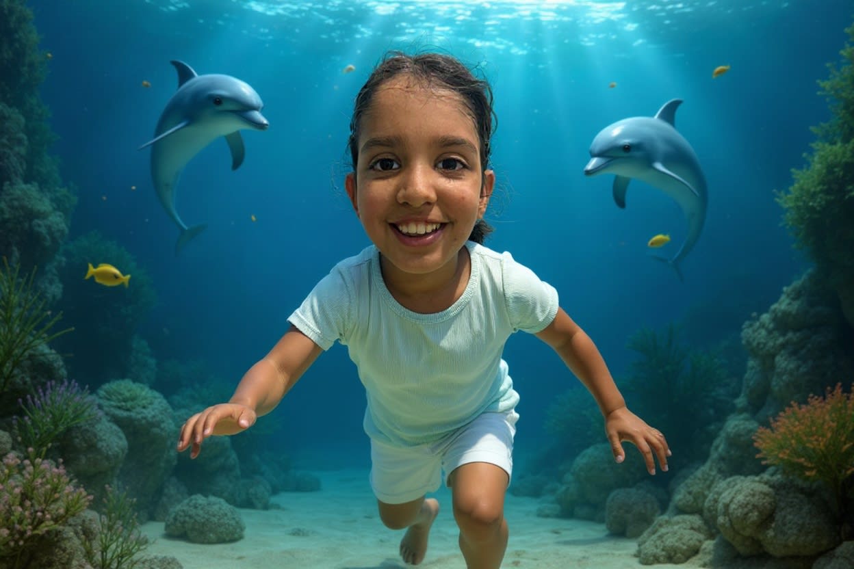 Shreya's Underwater Adventure — illustration for page 3