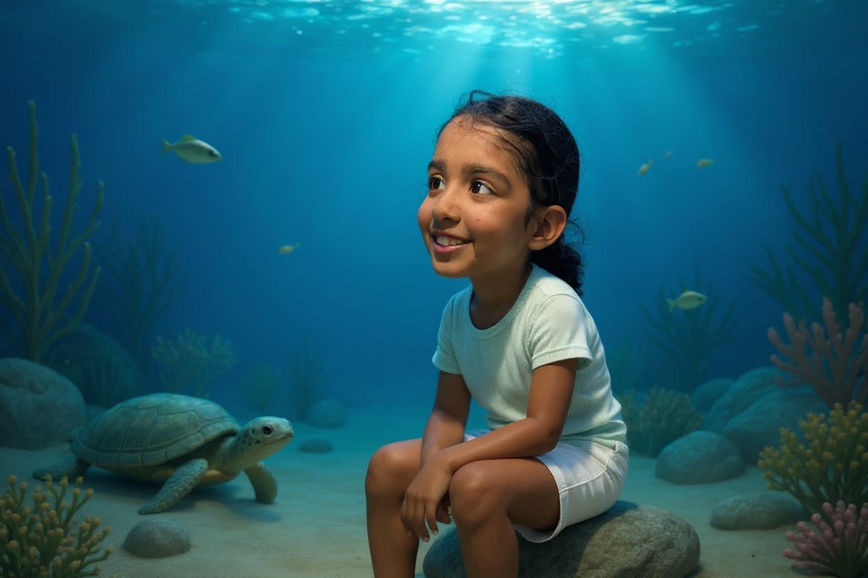 Shreya's Underwater Adventure — illustration for page 6