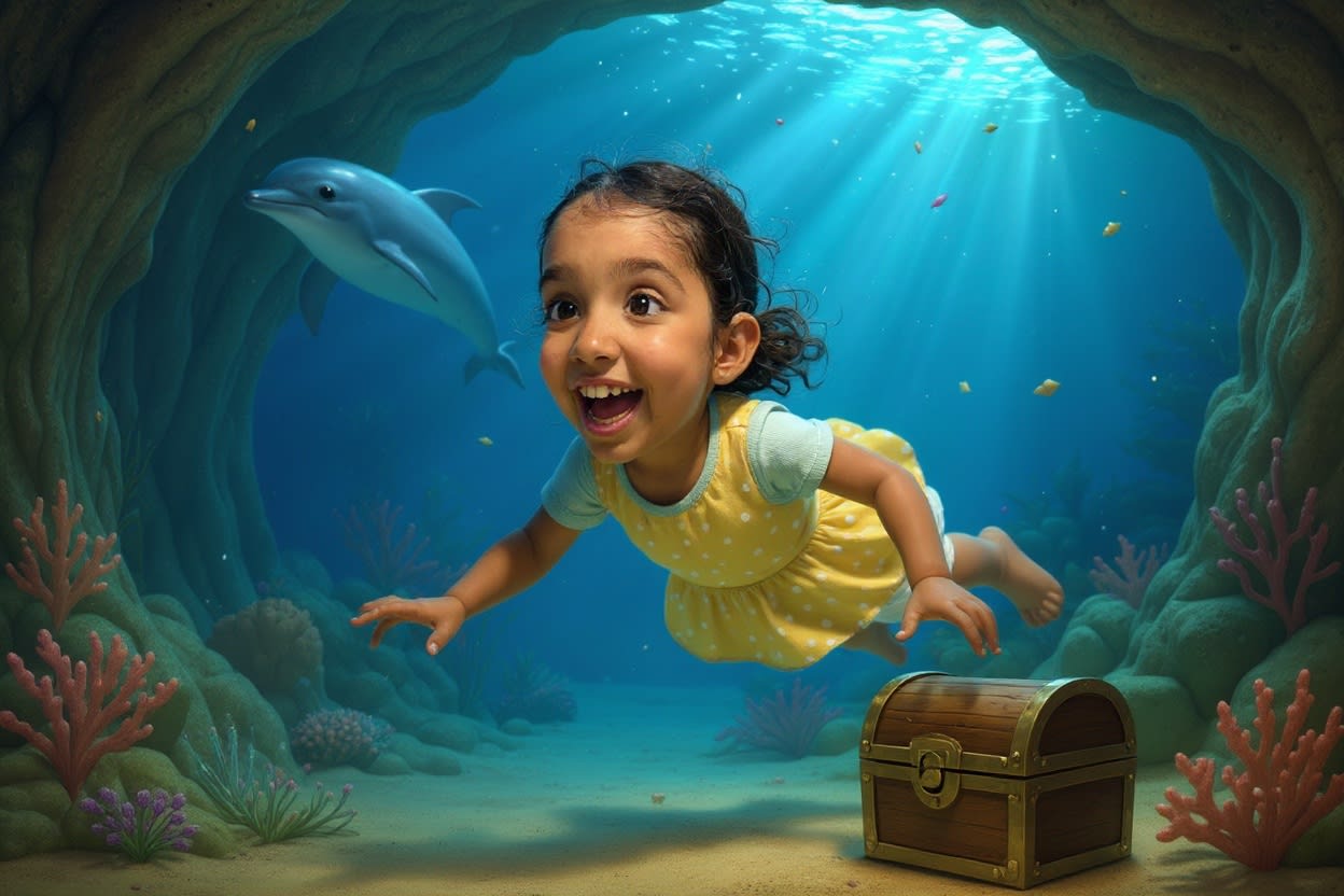 Shreya's Underwater Adventure — illustration for page 9