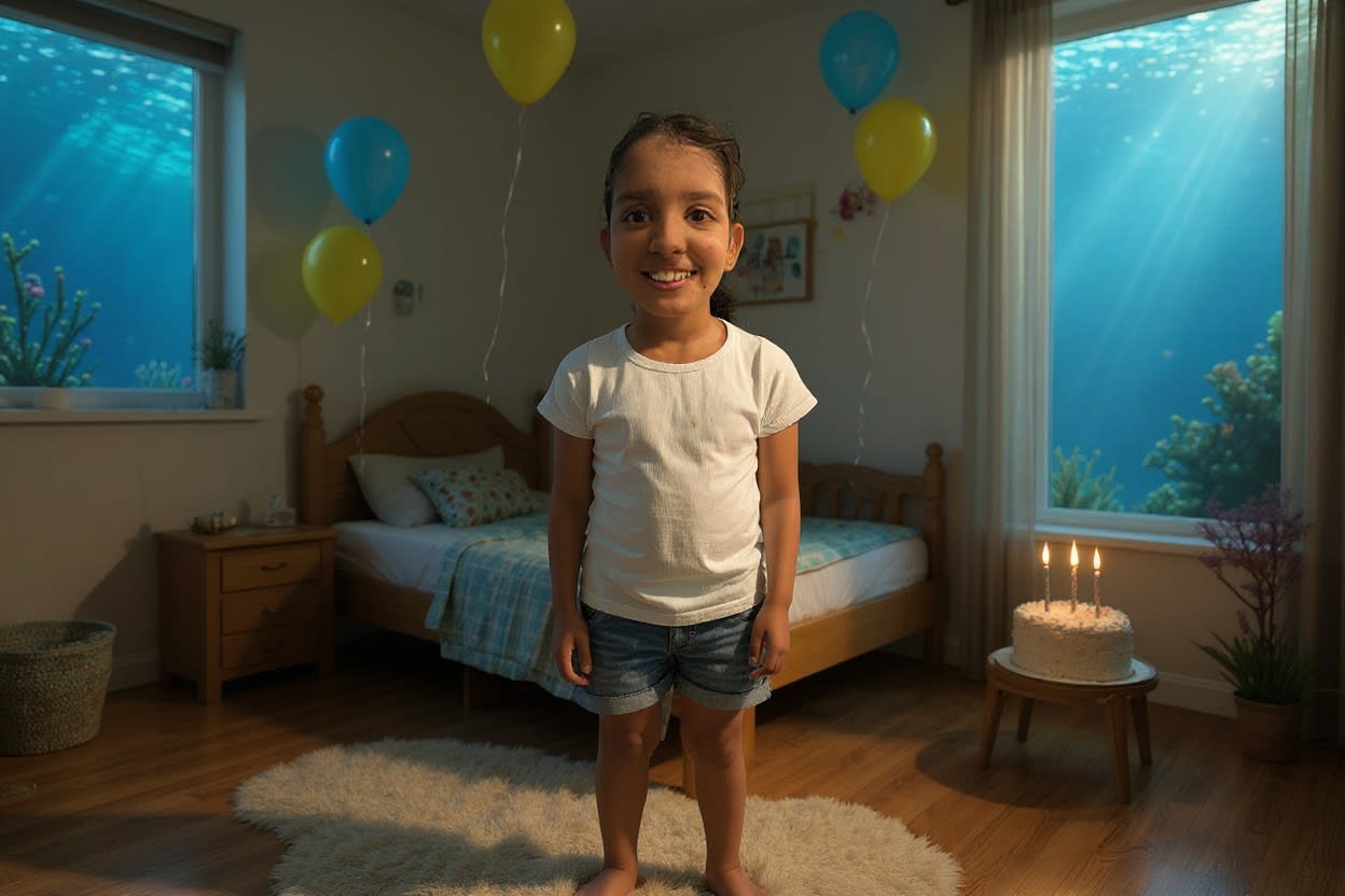 Shreya's Underwater Birthday Adventure — illustration for page 1