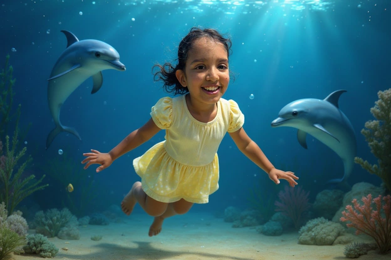 Shreya's Underwater Birthday Adventure — illustration for page 3