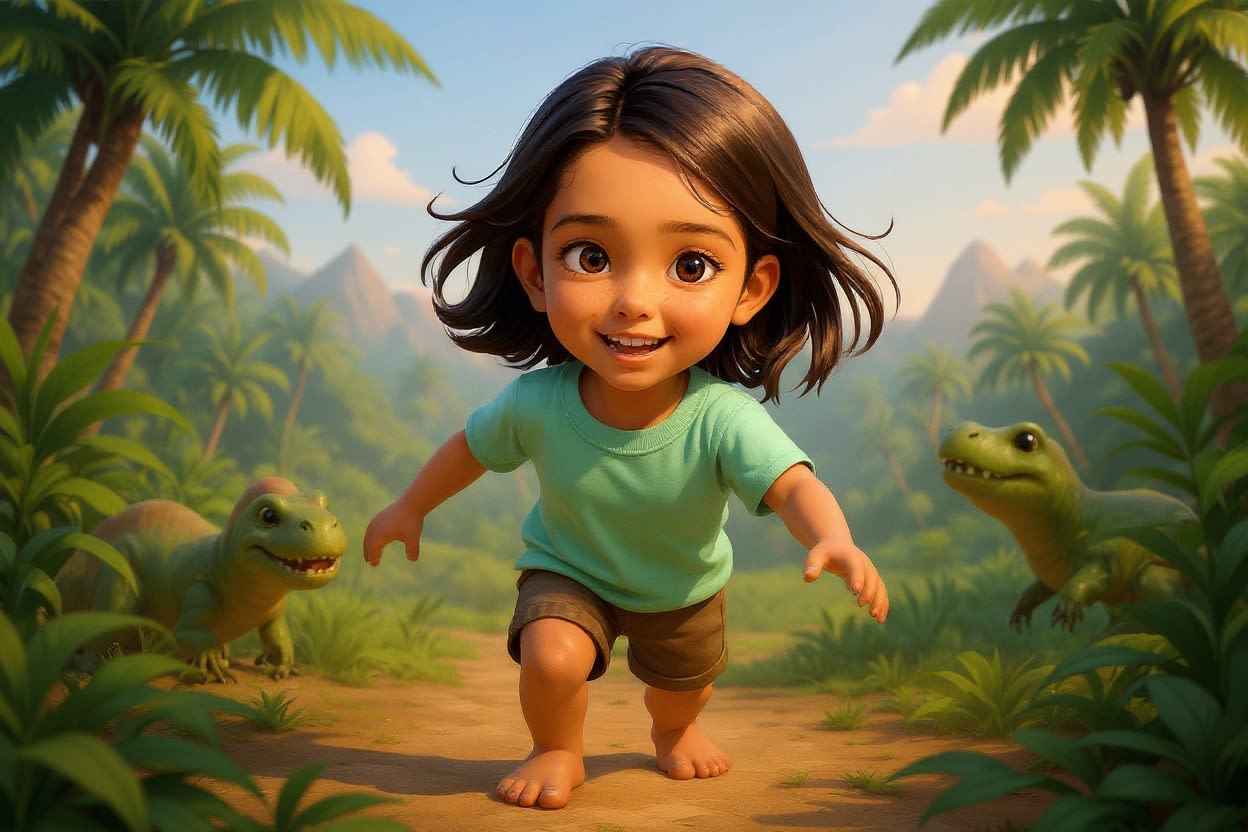Shreya and the Dinosaur Quest — illustration for page 1