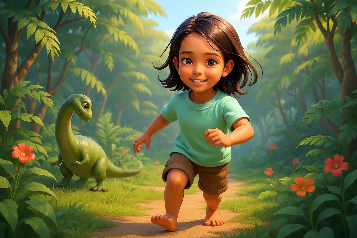 Shreya and the Dinosaur Quest — illustration for page 2