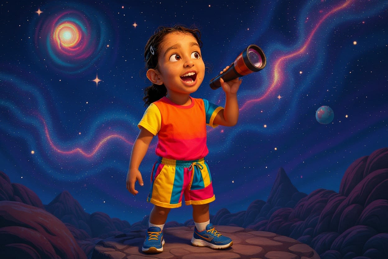Shreya's Stellar Adventure — illustration for page 1