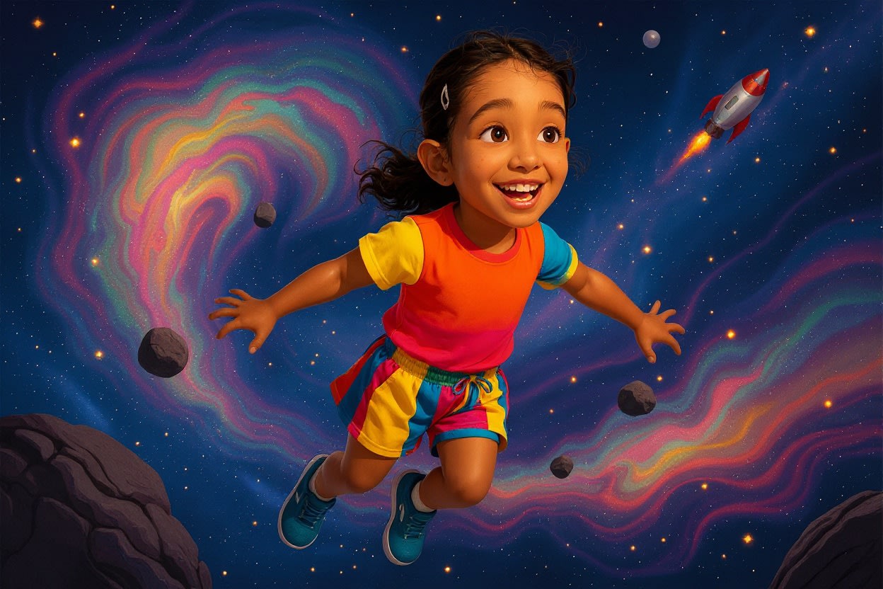 Shreya's Stellar Adventure — illustration for page 3