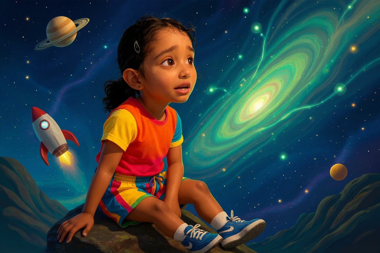 Shreya's Stellar Adventure — illustration for page 7