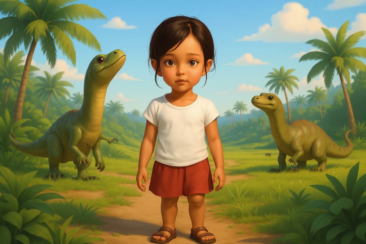 Aahana's Dinosaur Adventure — illustration for page 1