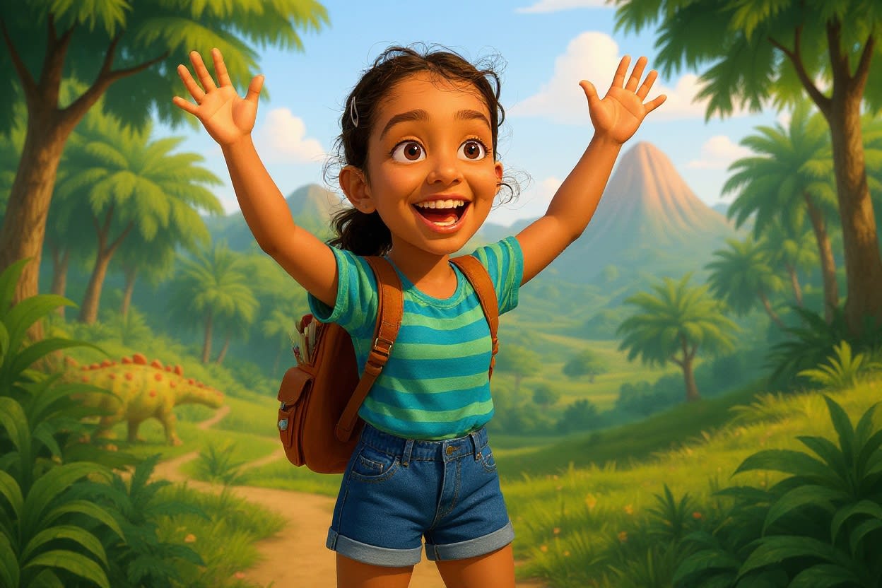 Shreya and the Spinosaurus Surprise — illustration for page 2