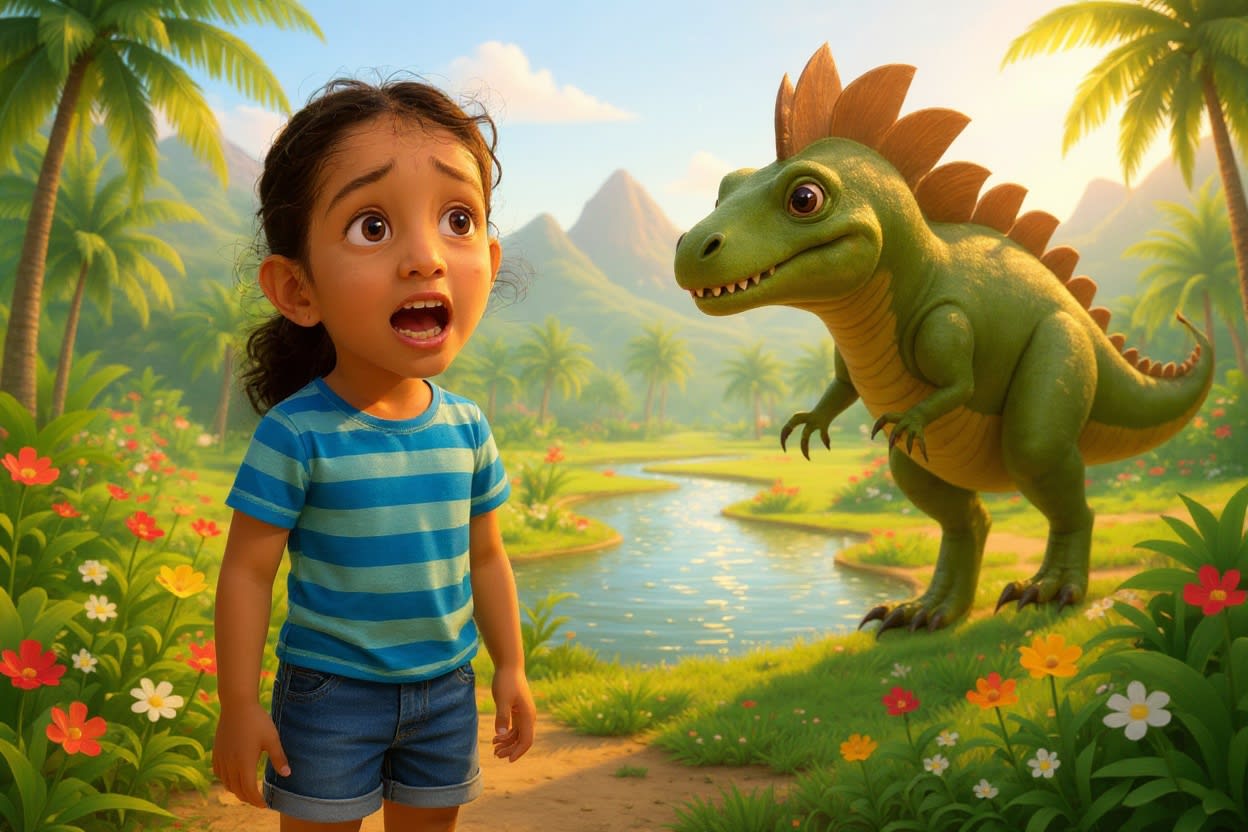 Shreya and the Spinosaurus Surprise — illustration for page 3