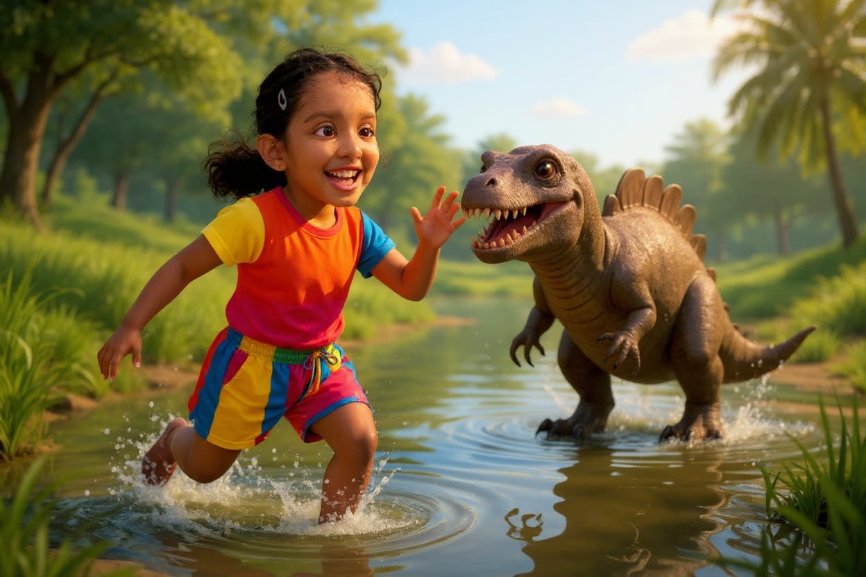 Shreya and the Spinosaurus Surprise — illustration for page 4
