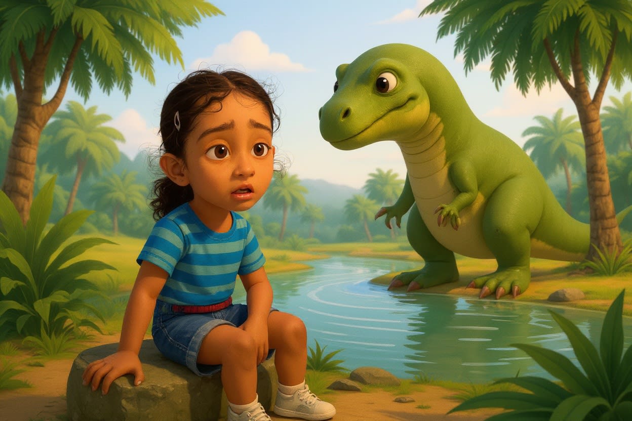 Shreya and the Spinosaurus Surprise — illustration for page 6