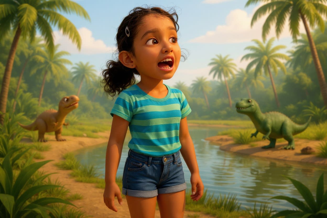 Shreya and the Spinosaurus Surprise — illustration for page 8