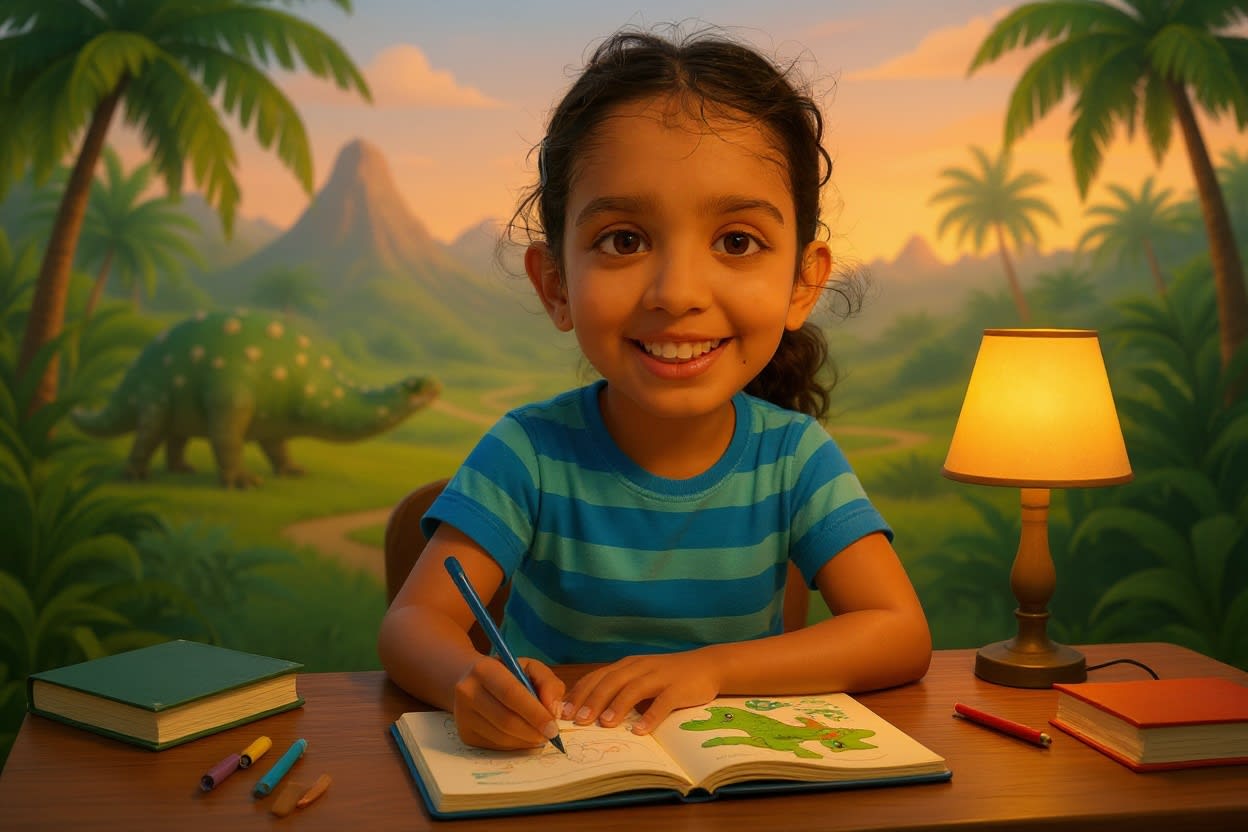 Shreya and the Spinosaurus Surprise — illustration for page 12
