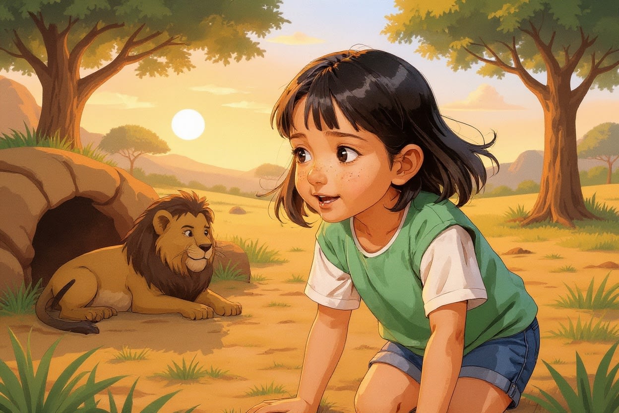 Shreya's Wild Safari Adventure — illustration for page 3