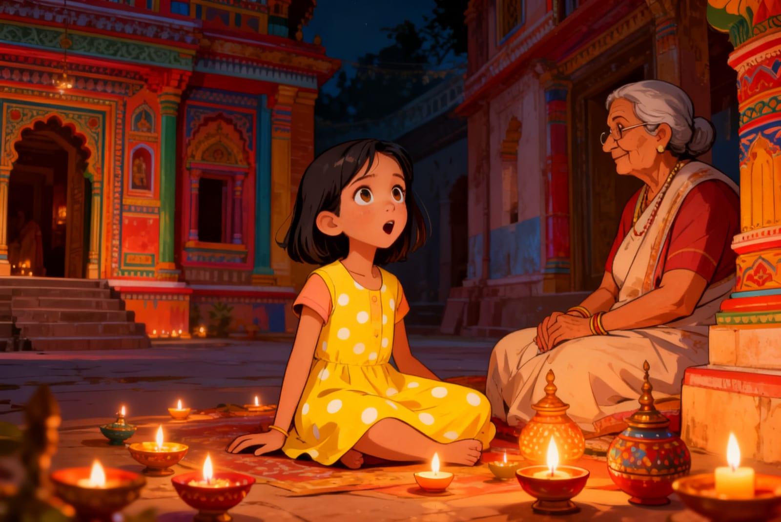 Shreya and the Festival of Lights — illustration for page 3