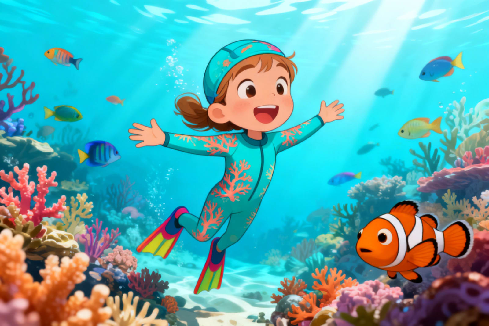 Shreya's Underwater Adventure — illustration for page 2