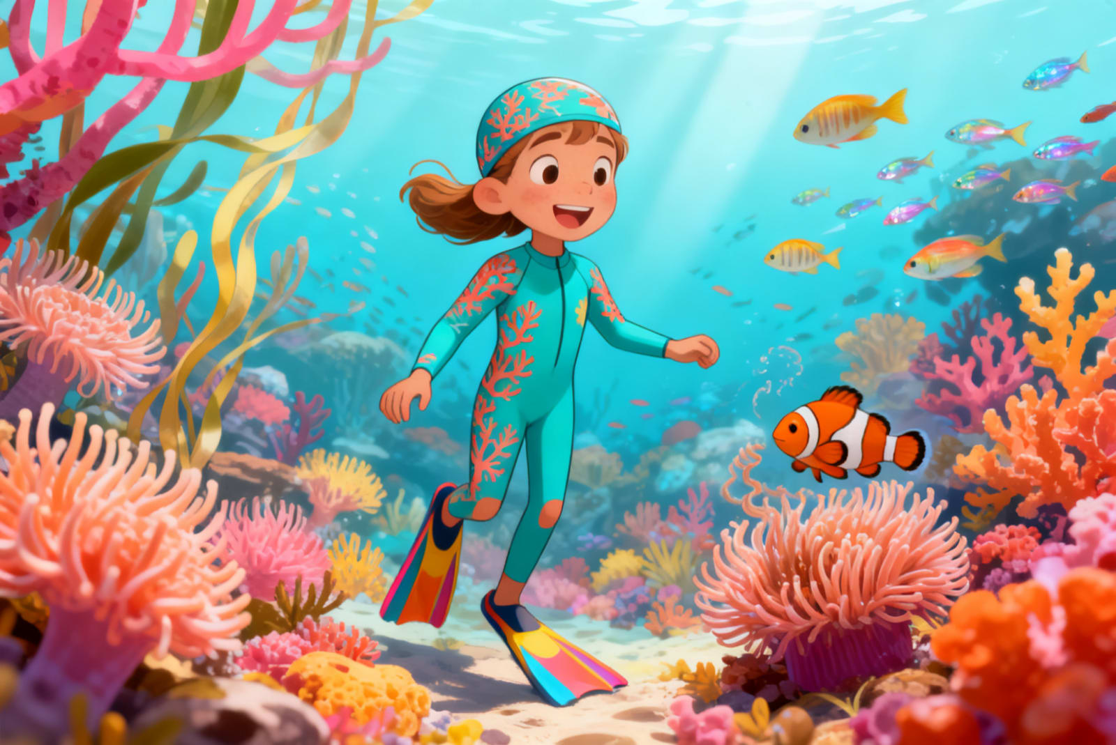 Shreya's Underwater Adventure — illustration for page 3