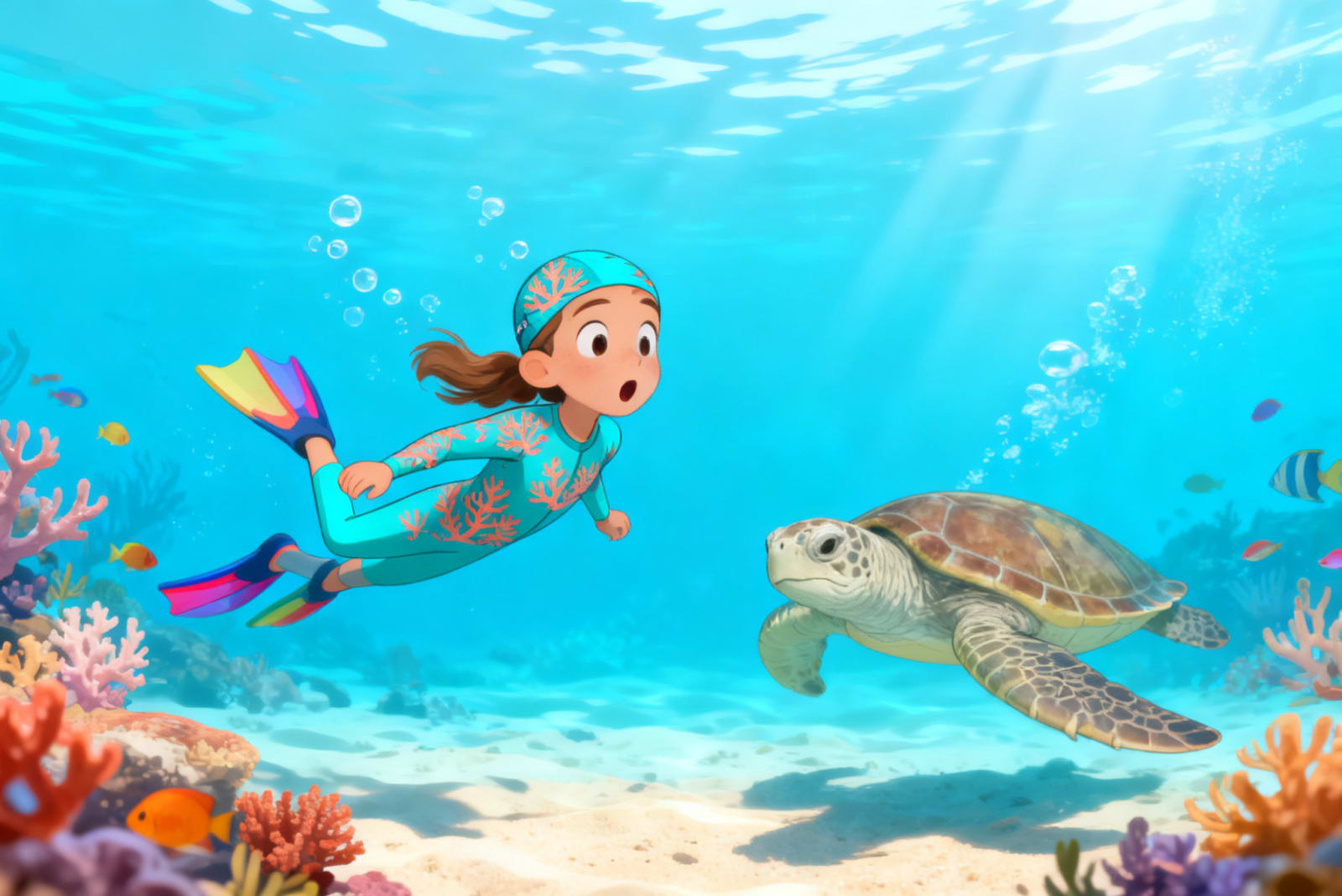 Shreya's Underwater Adventure — illustration for page 4
