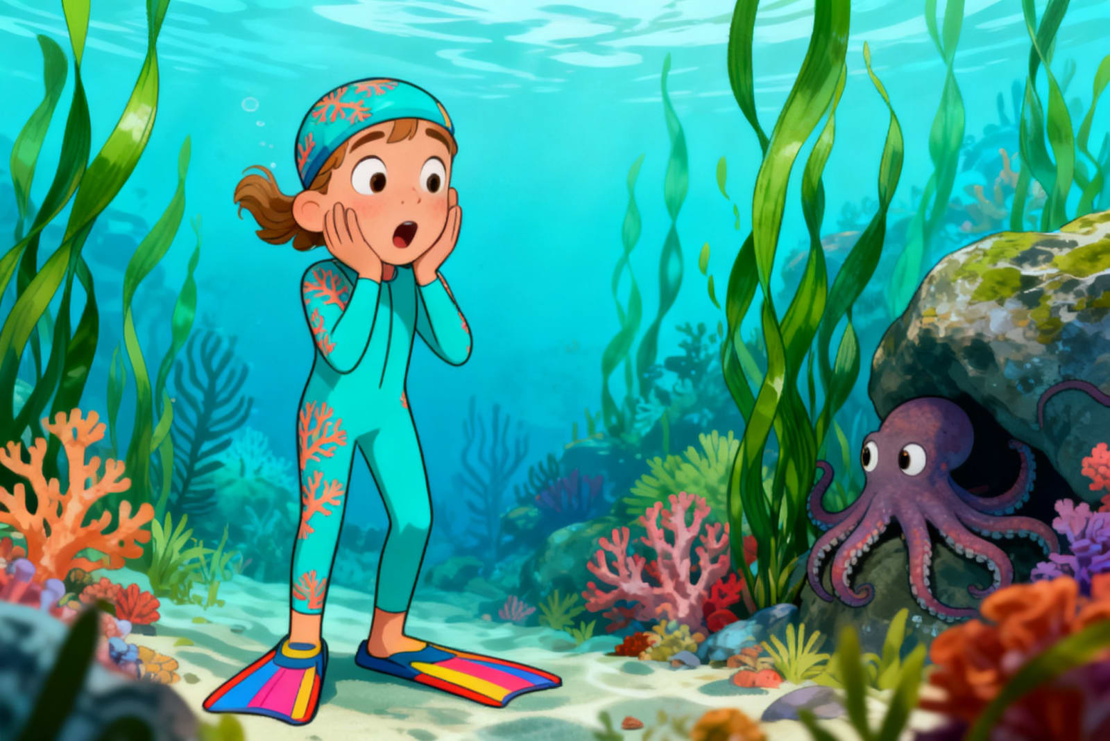 Shreya's Underwater Adventure — illustration for page 6
