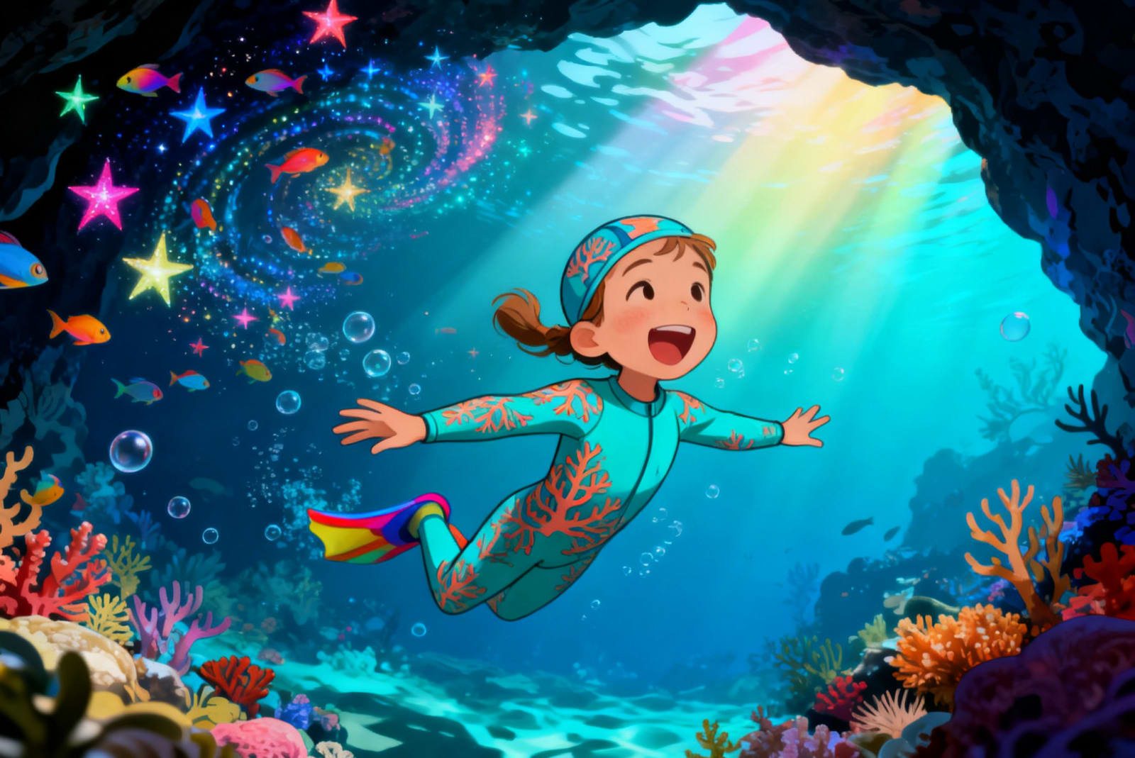 Shreya's Underwater Adventure — illustration for page 8