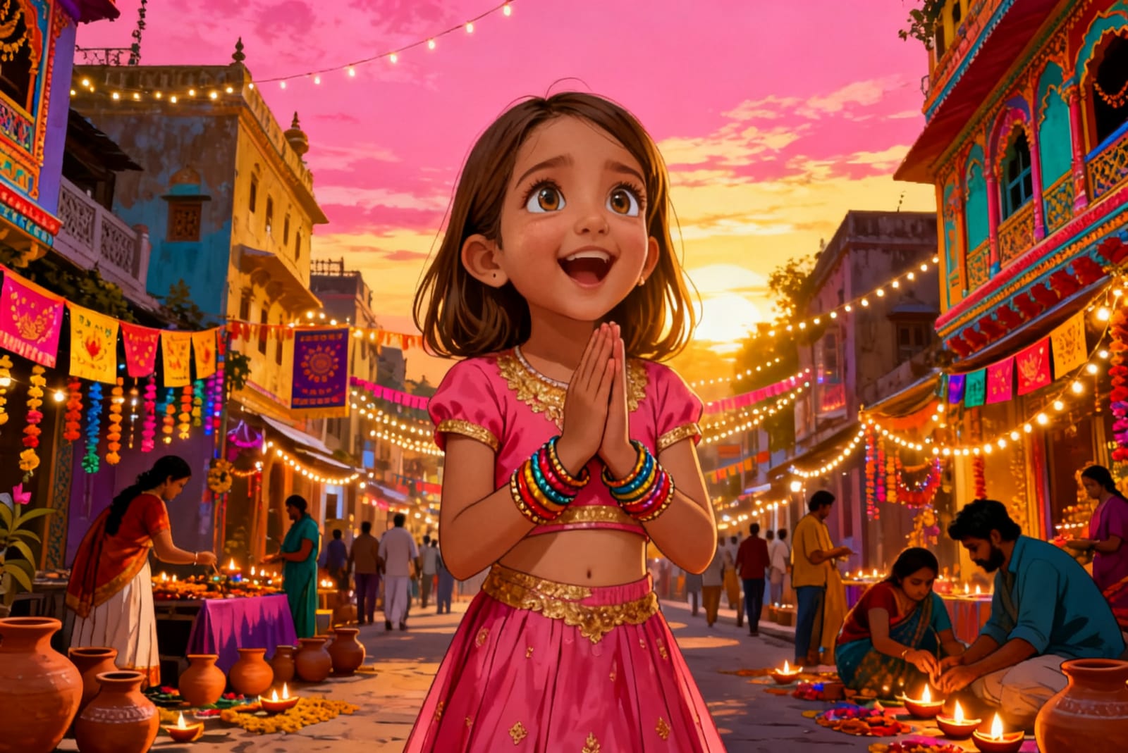 Shreya's Festival of Lights — illustration for page 1