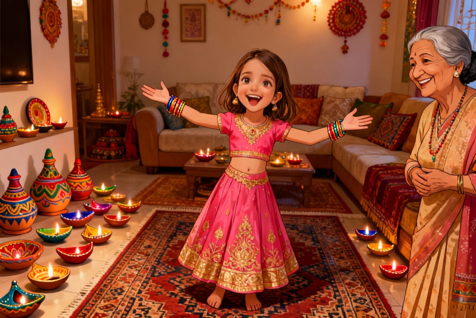 Shreya's Festival of Lights — illustration for page 2