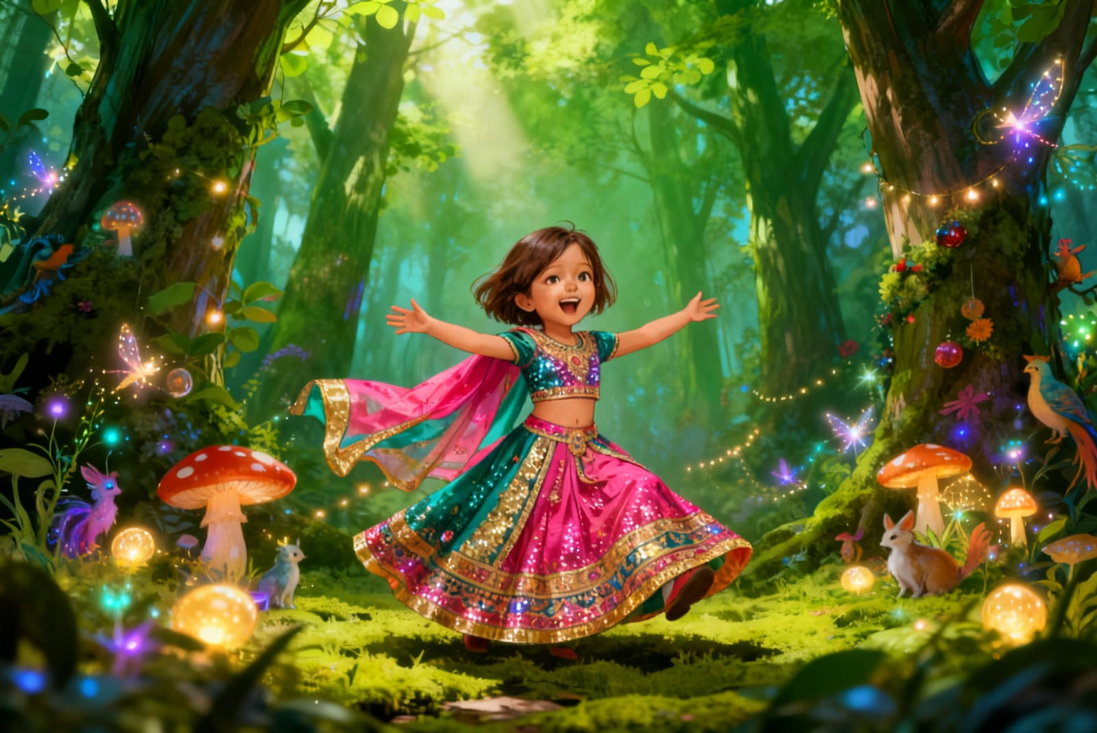 Aahana's Festival in the Forest — illustration for page 1