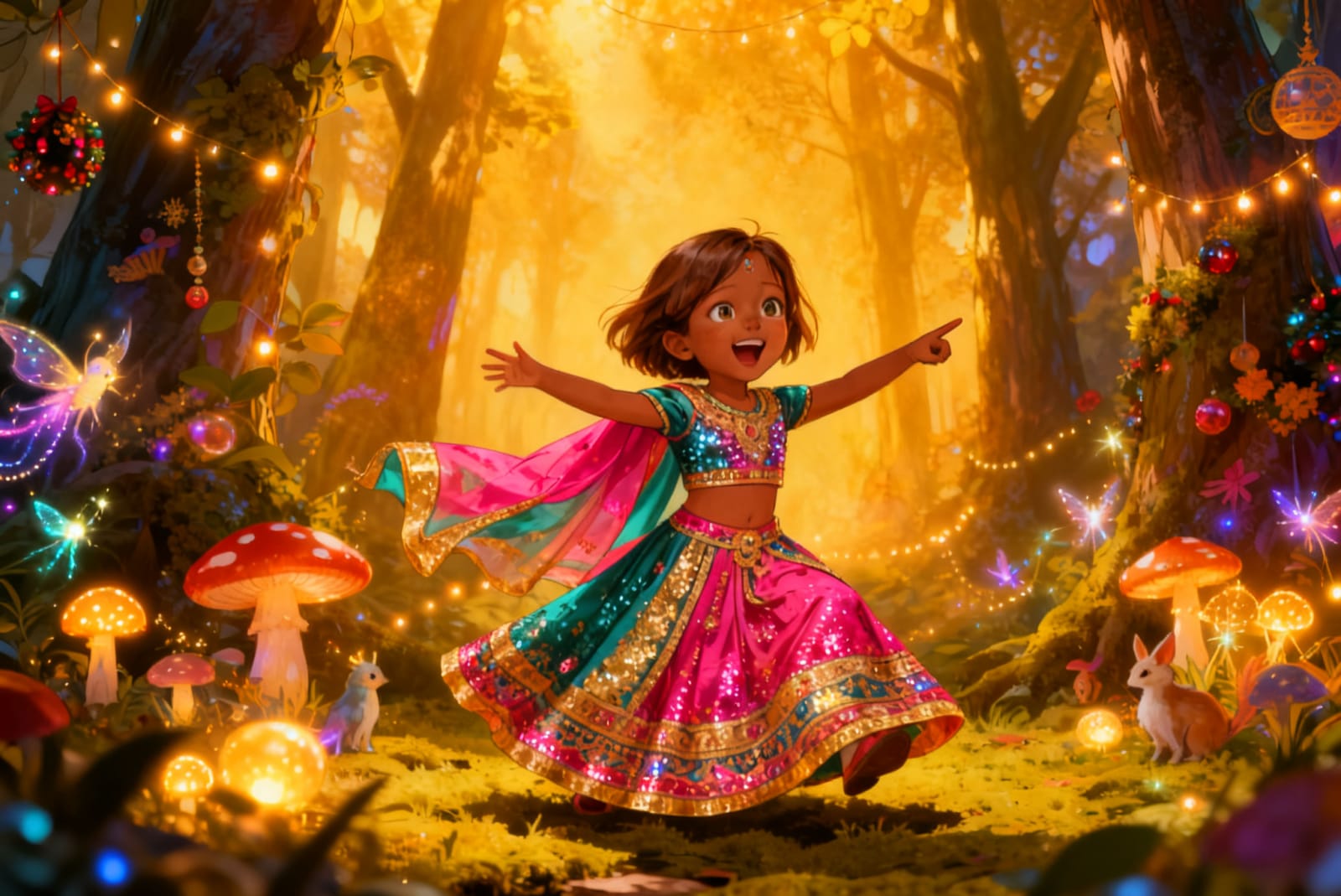 Aahana's Festival in the Forest — illustration for page 4