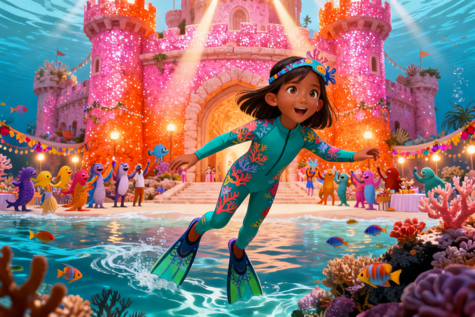 Shreya's Underwater Festival Adventure — illustration for page 3