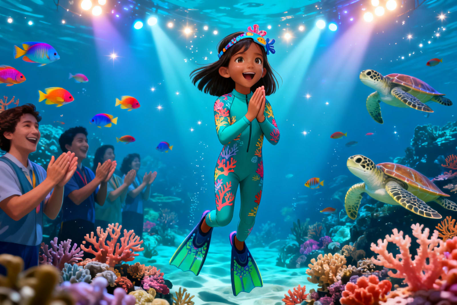 Shreya's Underwater Festival Adventure — illustration for page 7