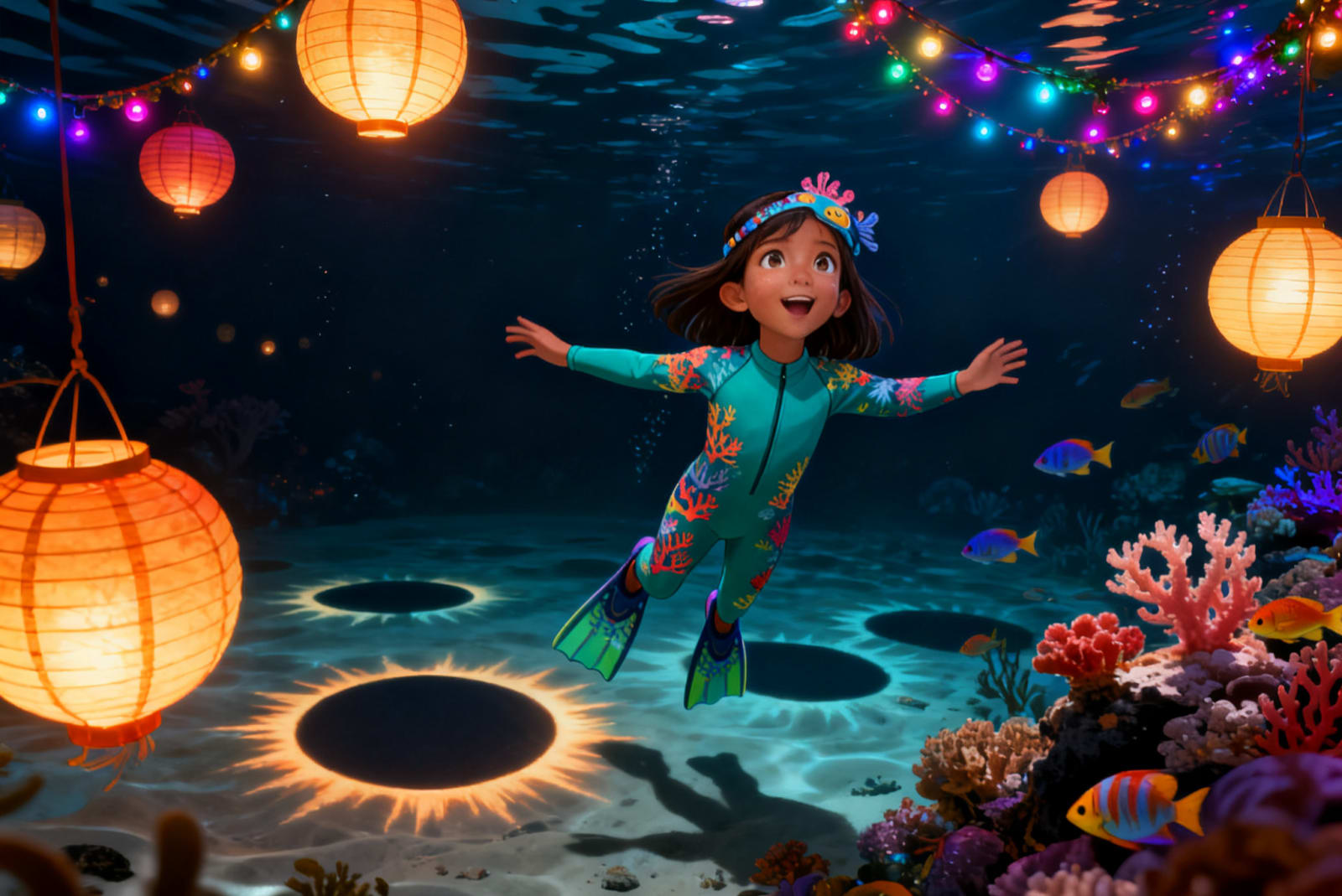 Shreya's Underwater Festival Adventure — illustration for page 8