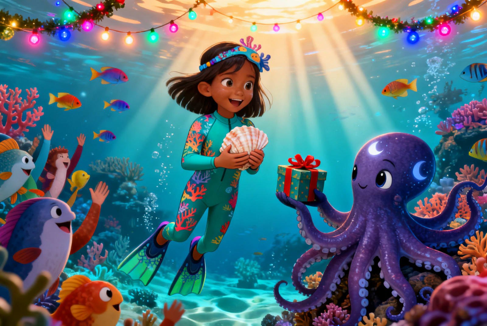 Shreya's Underwater Festival Adventure — illustration for page 10