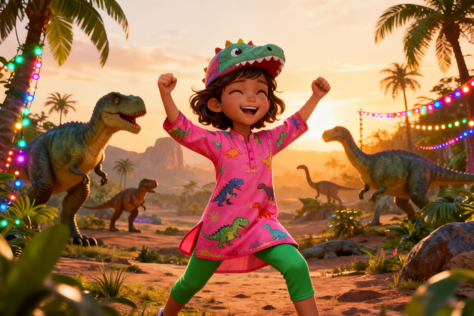 Aahana's Dino Festival Adventure — illustration for page 1