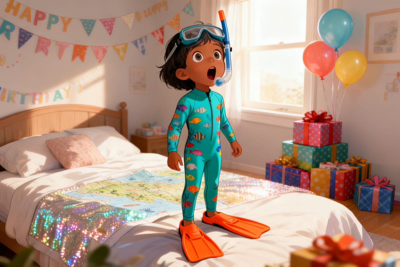 Shreya's Underwater Adventure — illustration for page 1